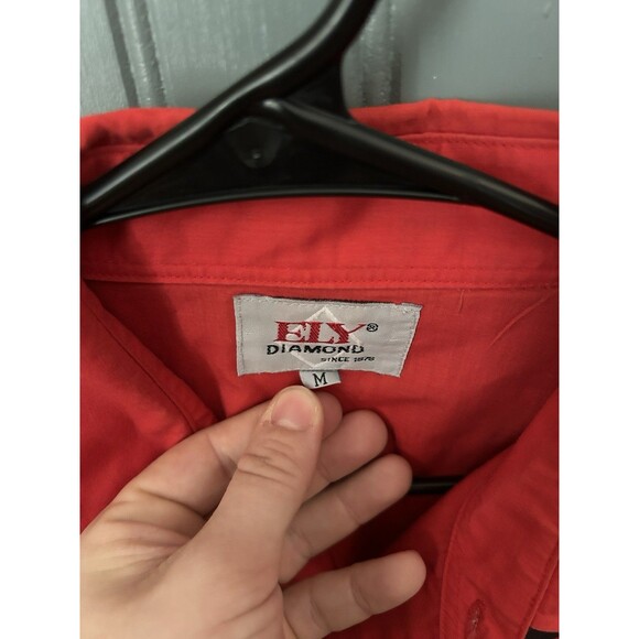 Vintage 90s Mens Medium Western Ely Diamond‎ Pearl Snap Button Shirt Rodeo - Picture 3 of 7